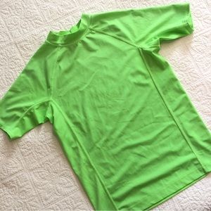 Lands' End Boys Short Sleeve Rash Guard sz M 10-12 - Neon Green EUC